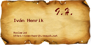 Iván Henrik névjegykártya